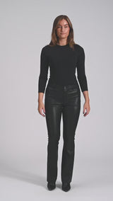 Depeche leather wear Cleo MW Flare Læderbuks Pants 099 Black