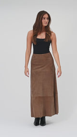 Depeche leather wear Naomi ruskindsnederdel Skirt 322 Toffee