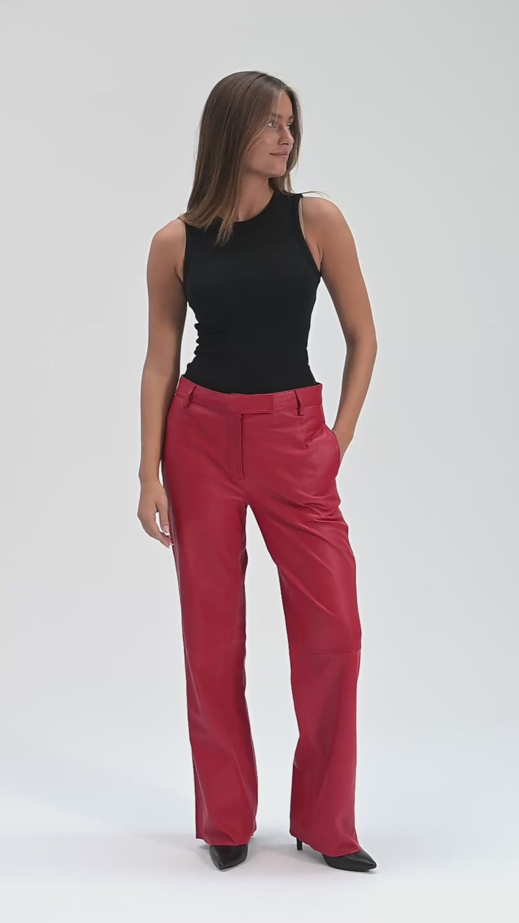 Depeche leather wear Adele skindbuks Pants 043 Red