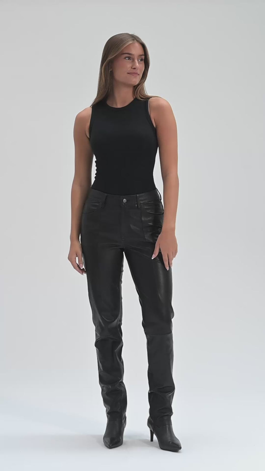Depeche leather wear Boa skinny leg skindbuks Pants 099 Black