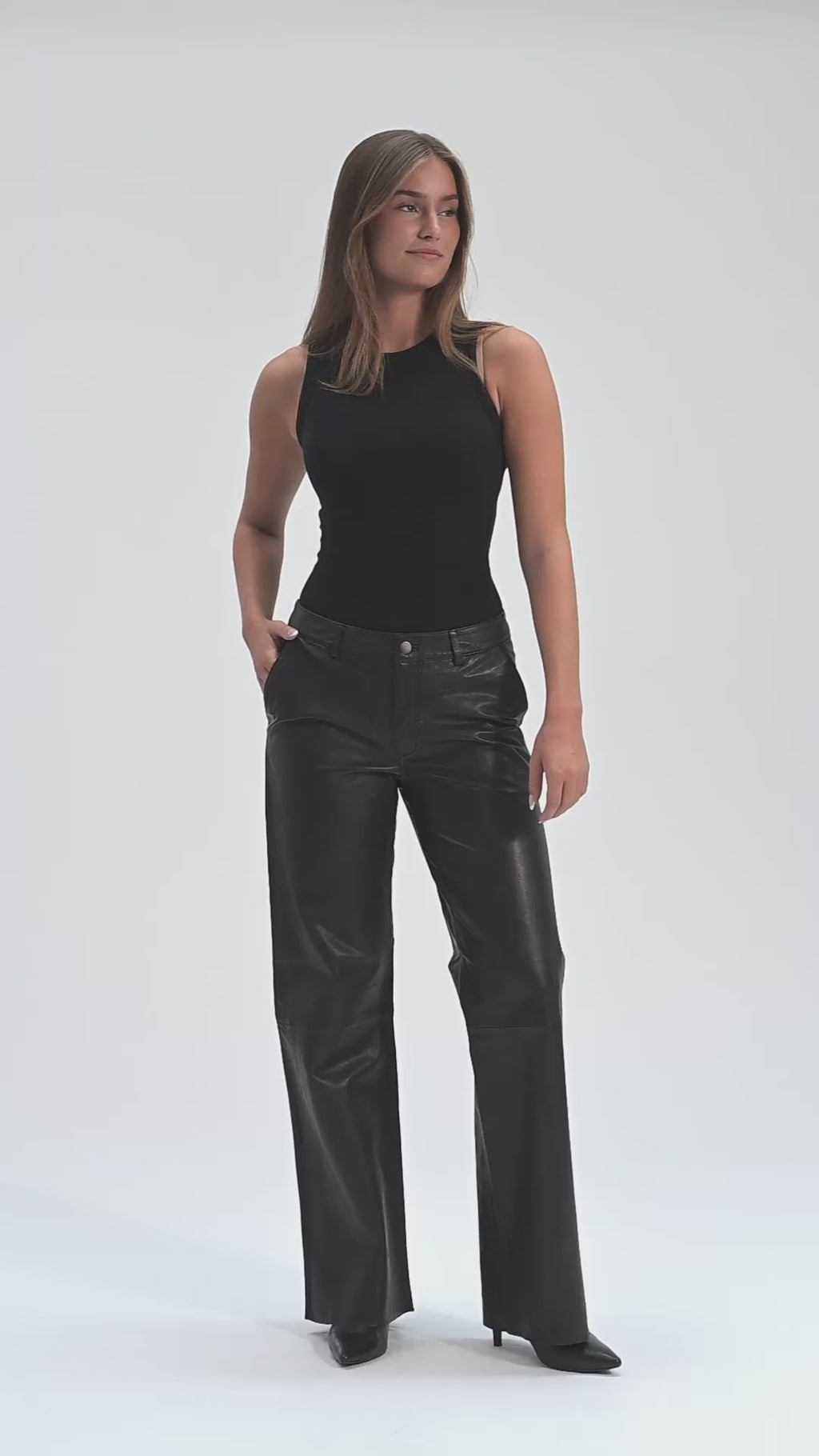 Depeche leather wear Talli MW Buks Straght Leg Full Lenght Pants 099 Black