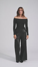 Depeche leather wear Mia loose fit skindbukser Pants 099 Black (Nero)