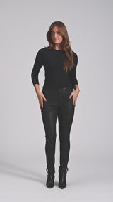 Depeche leather wear Musthave RW Caroline chino læderbuks i strækkvalitet Pants 099 Black (Nero)