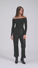 Depeche leather wear Bindy skindbukser (HW) Pants 099 Black (Nero)