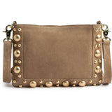 Ruskind clutch/crossover med nittedetaljer / 16948 - Sand - DEPECHE