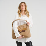 Shopper taske i ruskind med patch - detaljer / 16928 - Sand - DEPECHE