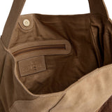 Shopper taske i ruskind med patch - detaljer / 16928 - Sand - DEPECHE