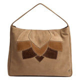 Shopper taske i ruskind med patch - detaljer / 16928 - Sand - DEPECHE