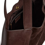 Shopper taske i ruskind og koskind / 16892 - Chocolate - DEPECHE