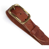 DEPECHE Skind jeansbælte med vintage struktur Belt 014 Cognac