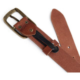 DEPECHE Skind jeansbælte med vintage struktur Belt 014 Cognac