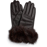 Skindhandsker med faux fur / 17118 - Chocolate - DEPECHE