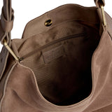 Skuldertaske i ruskind og koskind / 16896 - Taupe - DEPECHE