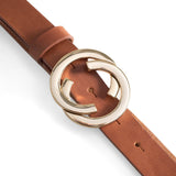 Smalt bælte med smukt spænde / 14196 - Cognac/Gold - DEPECHE