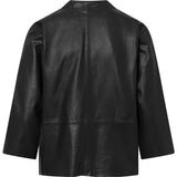 Depeche leather wear smuk Tirsa læderbluse med v-hals Blouse 099 Black (Nero)