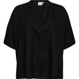 Tara bluse i hørkvalitet / 100018 - Black - DEPECHE