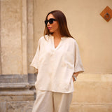 Tara bluse i hørkvalitet / 100018 - Nature - DEPECHE