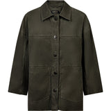 Depeche leather wear Tonja oversize ruskindskjorte Shirt 335 Dark Khaki
