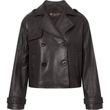 Depeche leather wear Trendy kort May trenchcoat i blødt skind Jacket 008 Chocolate