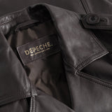 Depeche leather wear Trendy kort May trenchcoat i blødt skind Jacket 008 Chocolate