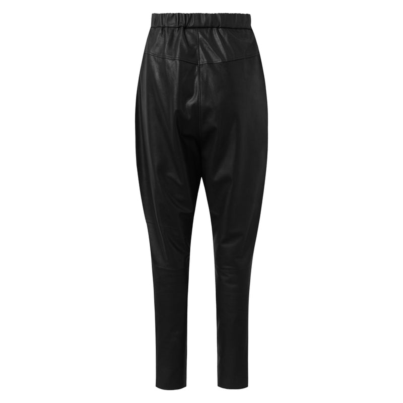 Depeche leather wear Baggy skindbukser med rå detaljer Pants 099 Black (Nero)