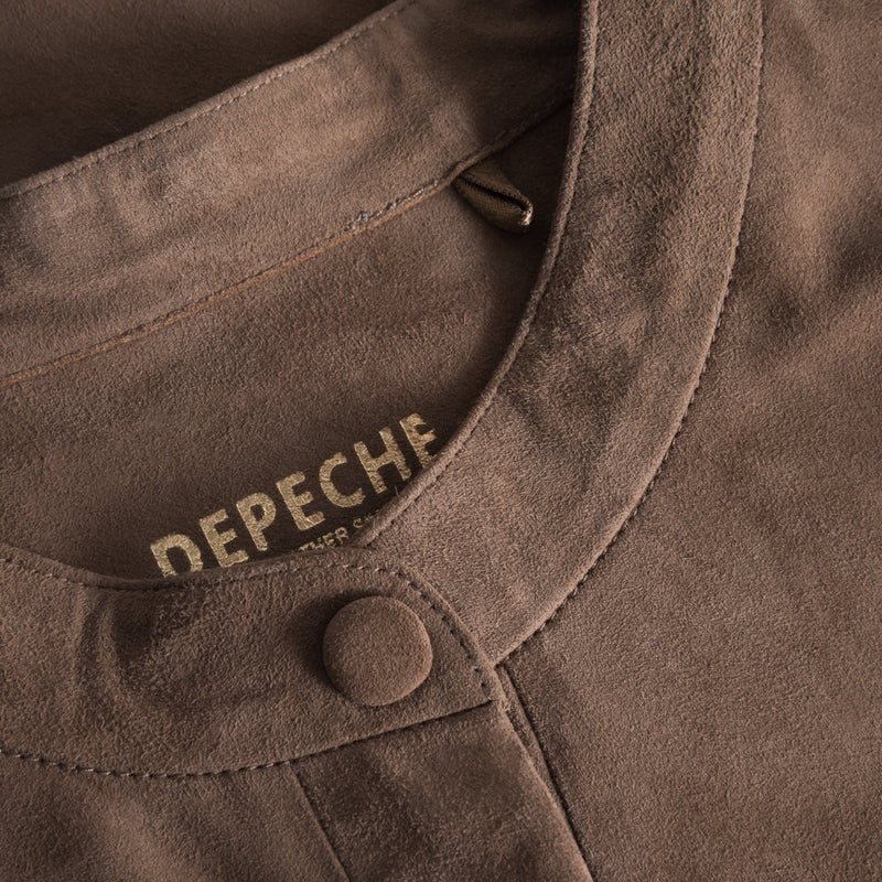 Depeche leather wear Blød ruskinds skjorte med korte ærmer Shirts 007 Mud