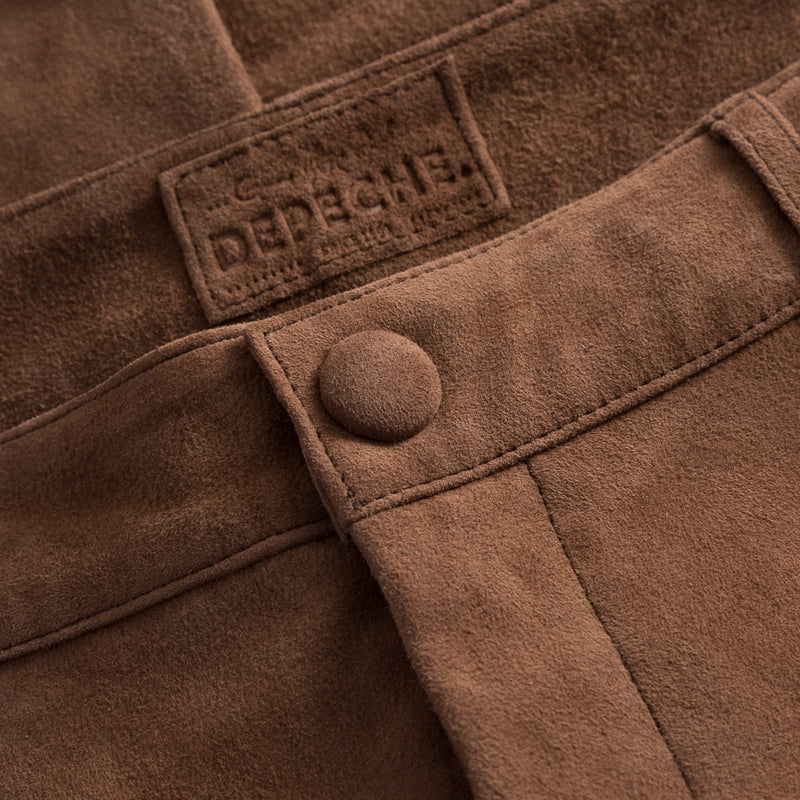 Depeche leather wear Chino buks i blød ruskind Pants 008 Chocolate
