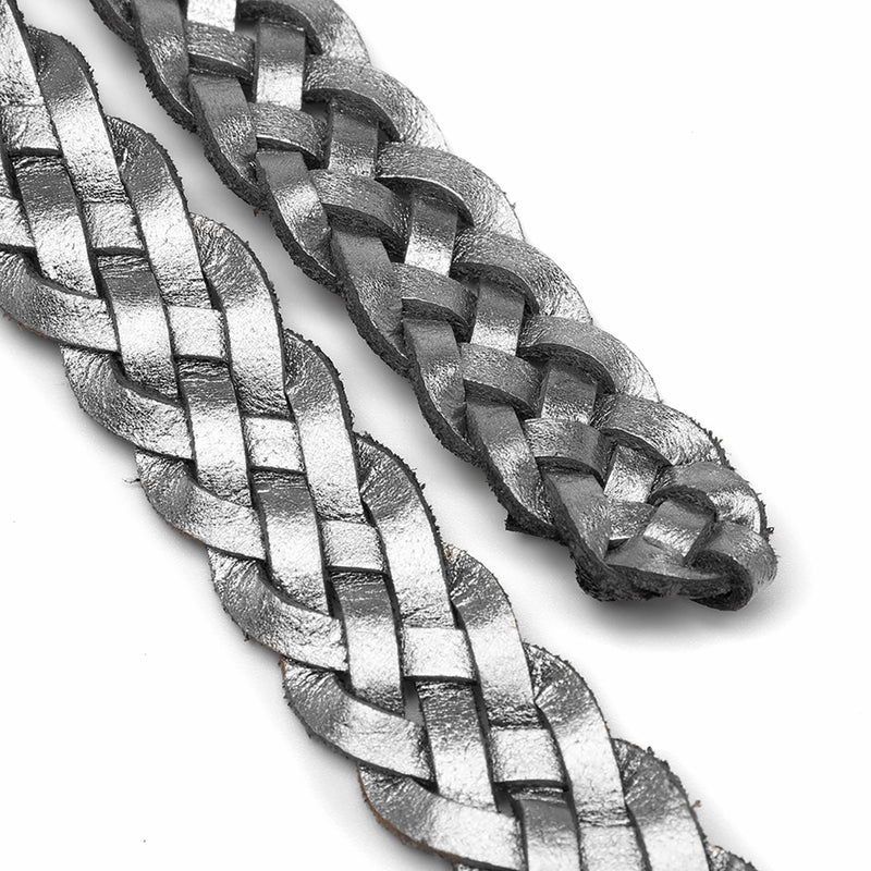 DEPECHE Cool flettet skindbælte i metallic look Belts 207 Silver Metallic
