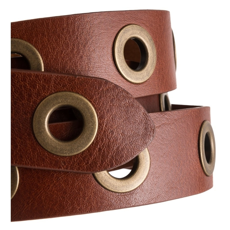 DEPECHE Cool læderbælte dekoreret med store eyelets Belts 014 Cognac