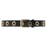 DEPECHE Cool læderbælte dekoreret med store eyelets Belts 097 Gold