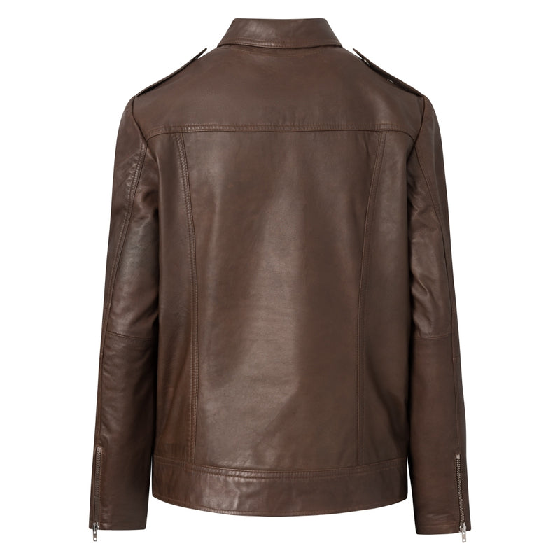 Depeche leather wear Cool og rå biker skindjakke i blød kvalitet Jackets 186 Cacao