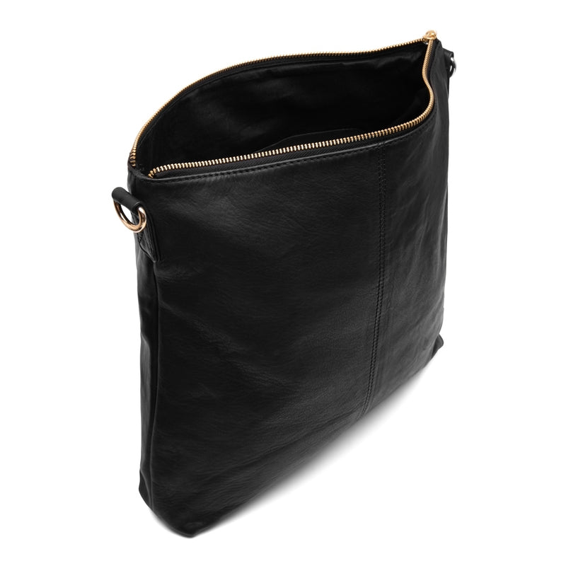 DEPECHE Crossbody taske i silkeblødt og lækkert skind Cross over 099 Black (Nero)