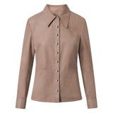 Depeche leather wear Enkel og klassisk skjorte i blødt skind Shirts 004 Creme