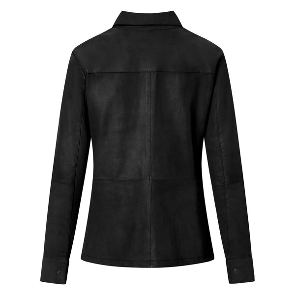 Depeche leather wear Enkel og klassisk skjorte i blødt skind Shirts 099 Black (Nero)