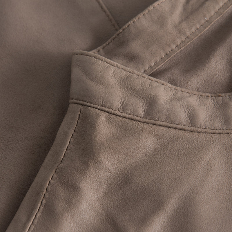 Depeche leather wear Feminine skindskjorte med detaljer Tops 007 Mud