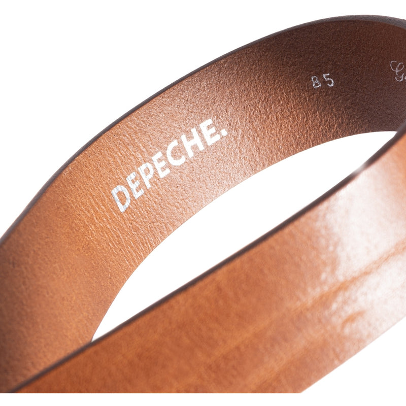 DEPECHE Jeans læderbælte dekoreret med stort bæltespænde Belts 014 Cognac