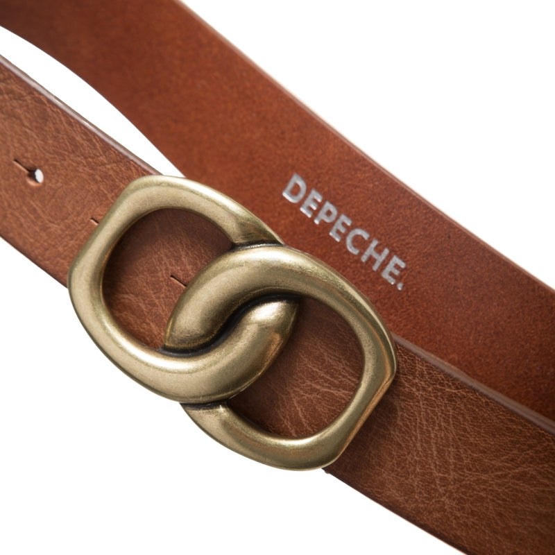 DEPECHE Jeans læderbælte med smukt spænde Belts 014 Cognac