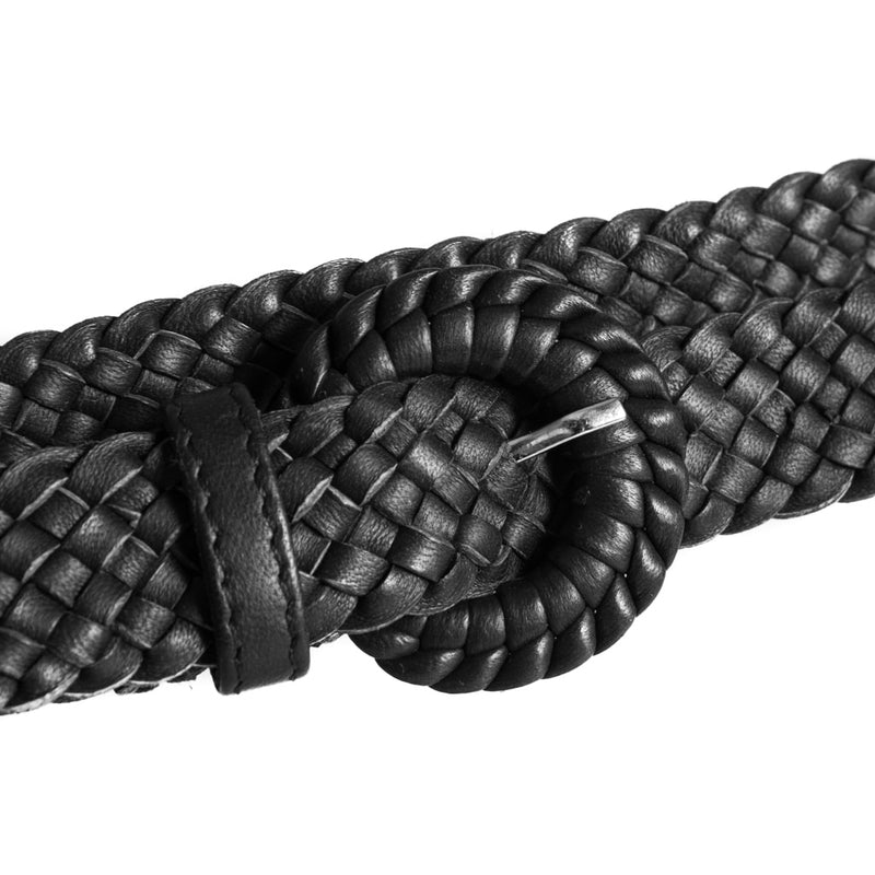DEPECHE Læder bælte med smukke flet detaljer Belts 099 Black (Nero)