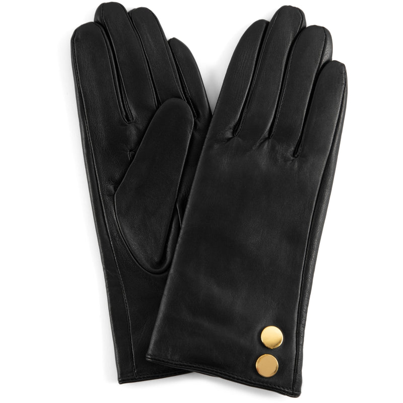 DEPECHE Læder handsker med smukke knapper Gloves 097 Gold