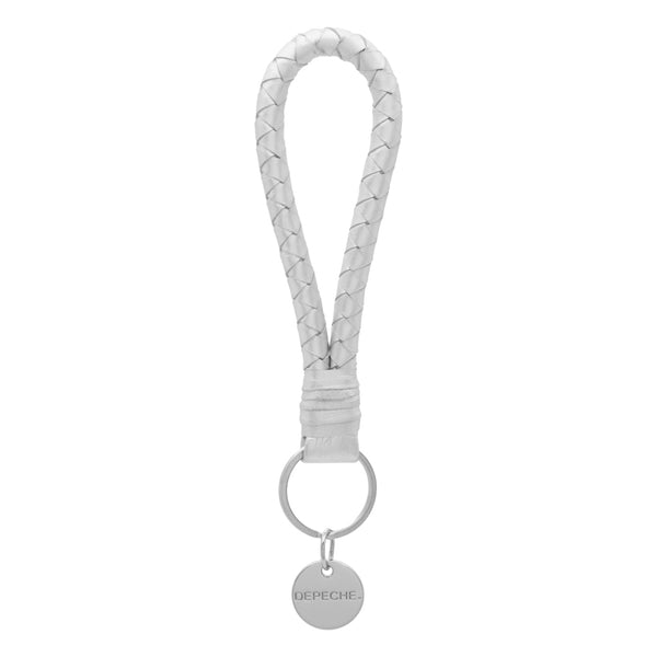DEPECHE Læder keyhanger dekoreret med snoet mønster Accessories 207 Silver Metallic