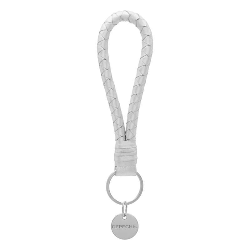 DEPECHE Læder keyhanger dekoreret med snoet mønster Accessories 207 Silver Metallic