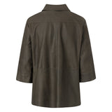 Depeche leather wear Læder skjorte med korte ærmer Shirts 049 Army Green
