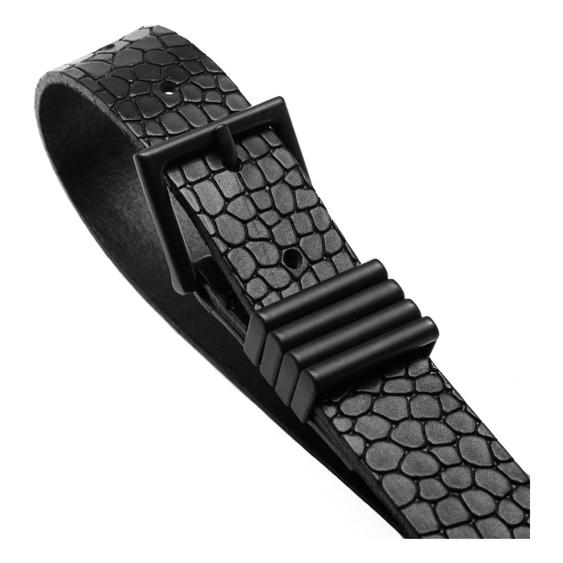 DEPECHE Læderbælte i høj kvalitet dekoreret med kroko mønster Belts 099 Black (Nero)