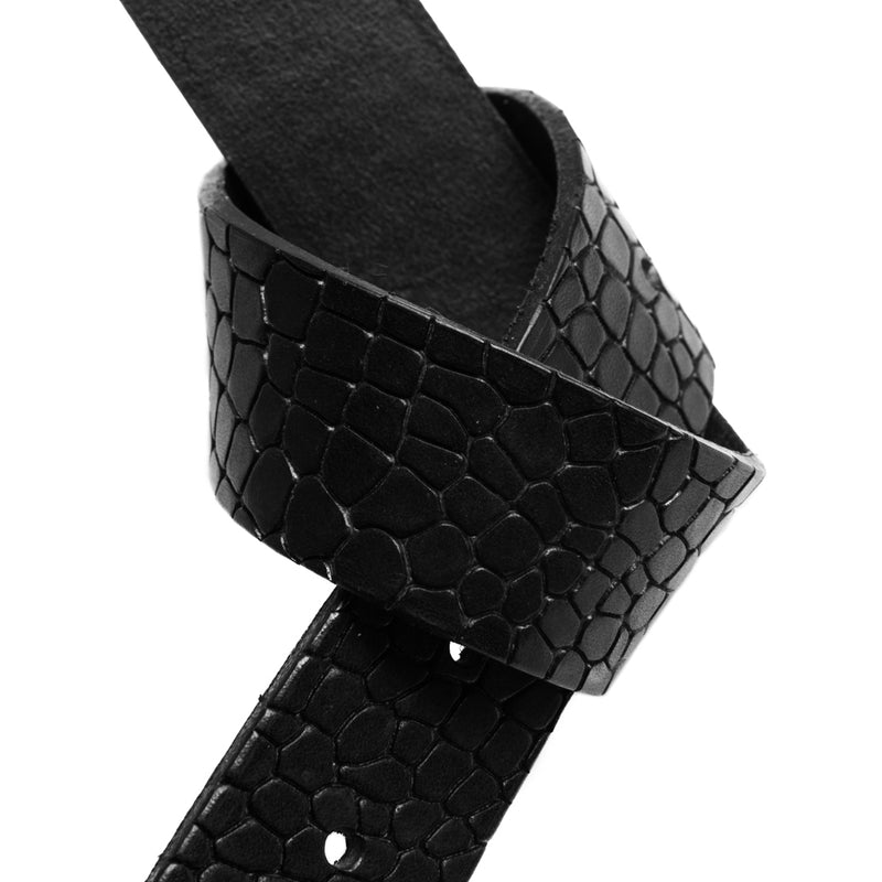 DEPECHE Læderbælte i høj kvalitet dekoreret med kroko mønster Belts 099 Black (Nero)