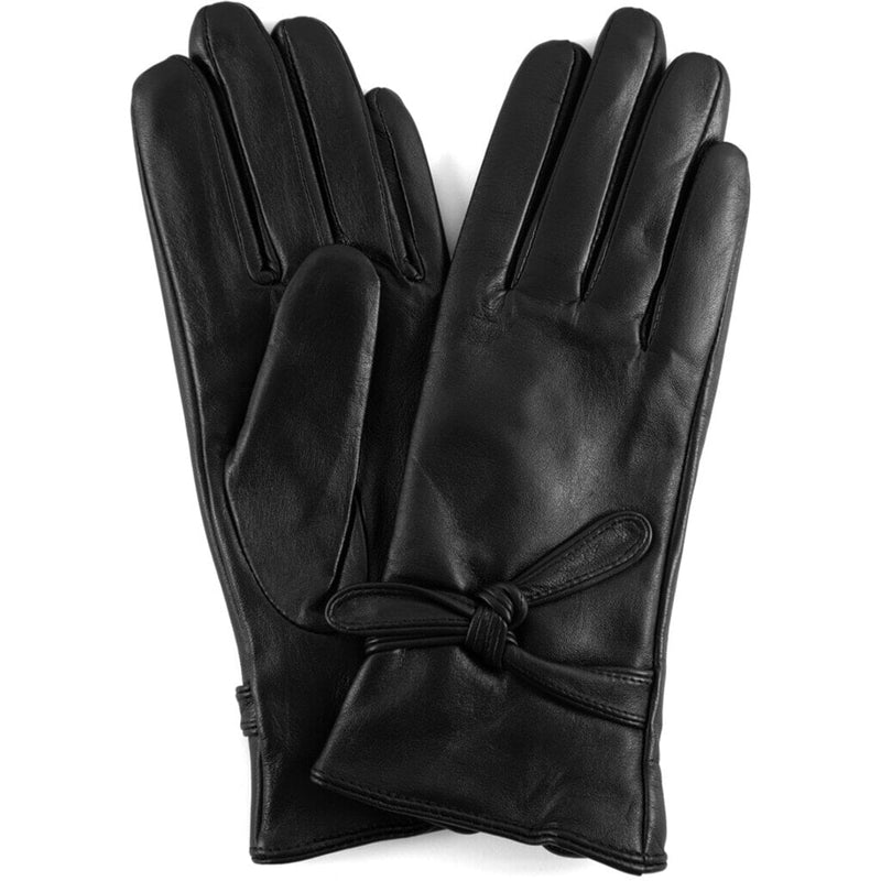 DEPECHE Læderhandsker med binde detaljer på fronten Gloves 099 Black (Nero)