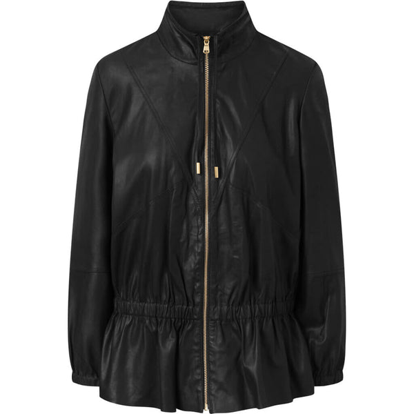 Depeche leather wear Læderjakke med flot smock effekt Jackets 099 Black (Nero)