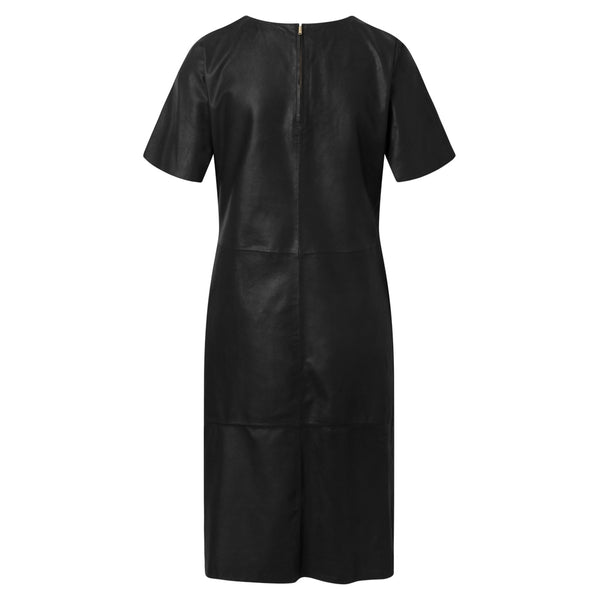 Depeche leather wear Læderkjole i enkelt og feminint look Dresses 099 Black (Nero)