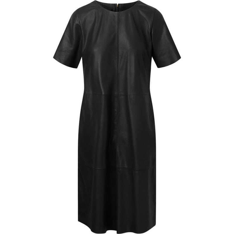 Depeche leather wear Læderkjole i enkelt og feminint look Dresses 099 Black (Nero)