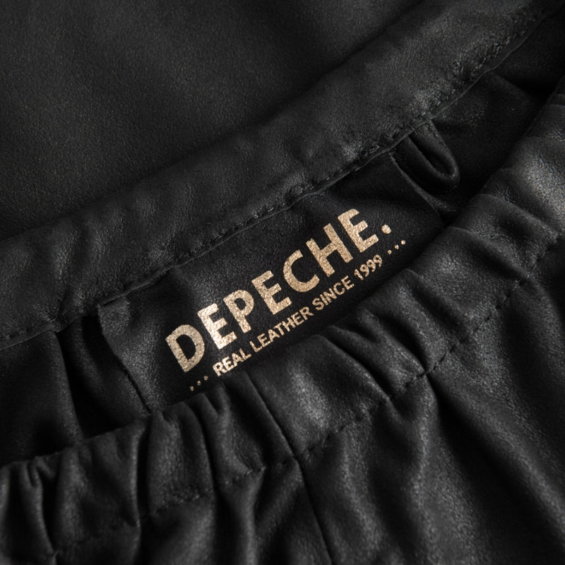 Depeche leather wear Lædertop med bindebånd i taljen Tops 099 Black (Nero)