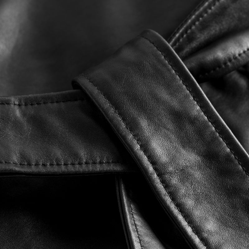 Depeche leather wear Lædervest med vidde ærmer og lynlås Jackets 099 Black (Nero)